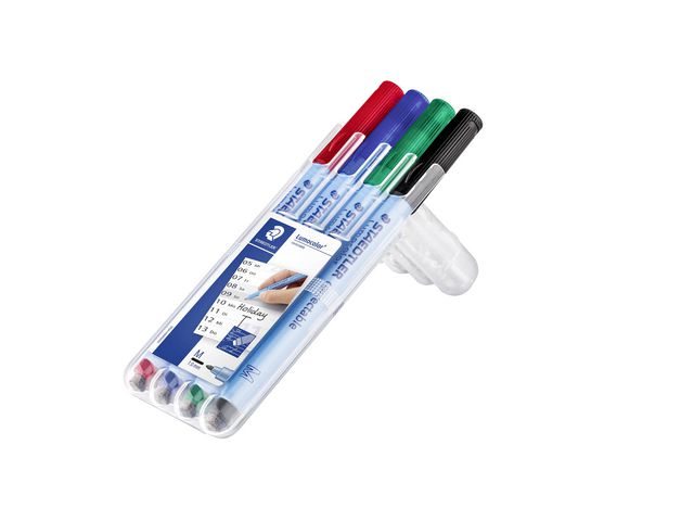 STAEDTLER Lumocolor Suddbar penna tunn 0,6-1 mm sorterade färger, fp om 4 st