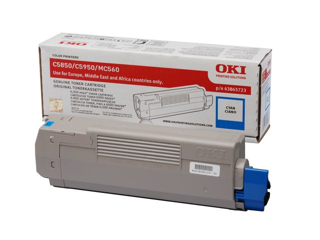 OKI Toner, singelförpackning, cyan, 43865723, st