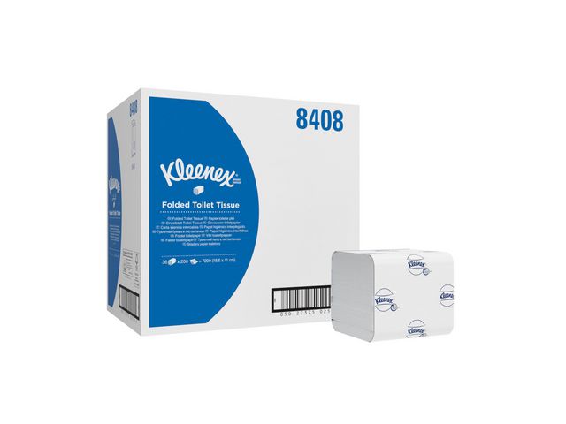 Kleenex® Ultravikt toalettpapper, 2-lagers, 200 ark, 125 mm, vit, fp om 36 x 200 st