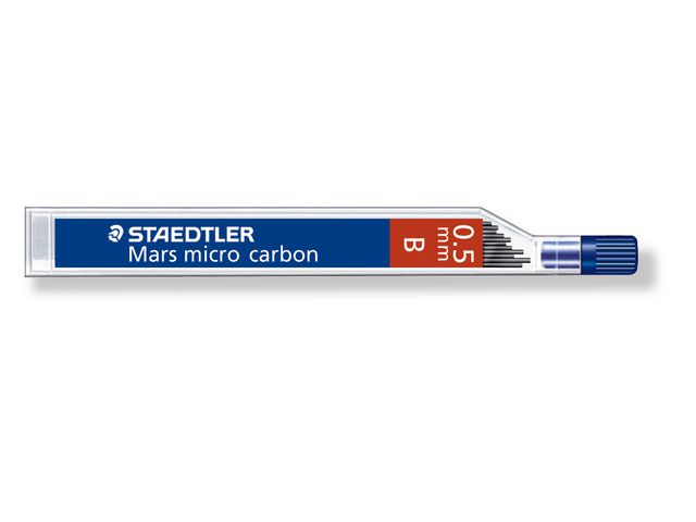 Staedtler Mars Stift till mekanisk stiftpenna, Mars Micro Carbon, 0,5 mm B-stift, tub 12 st