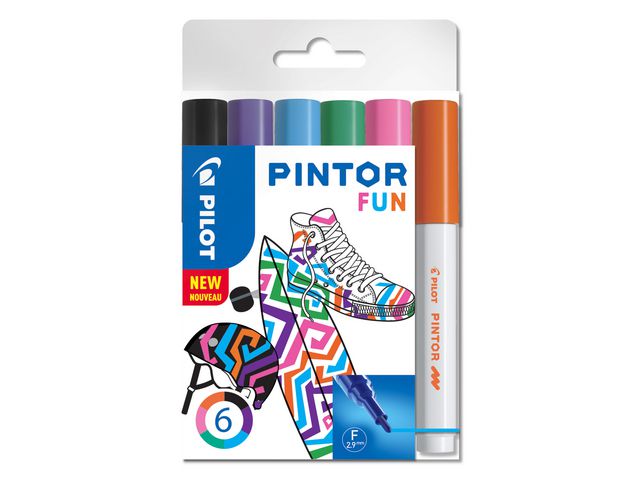 Pilot Märkpenna Pintor Fine spets, 1,0 mm, 6 Färger Fun Mix, set om 6 st