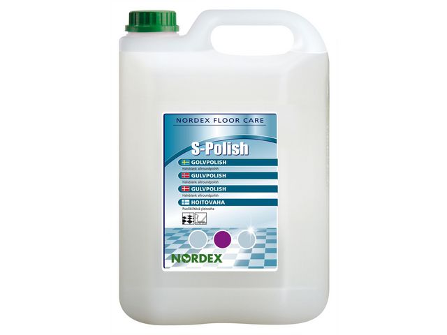 NORDEX Golvpolish S-Polish för linoleum-, plast- och stengolv, 5 l, flaska om 5 l