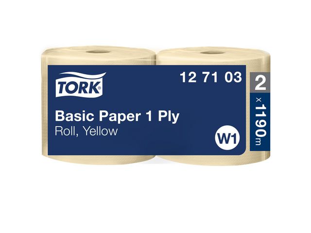Tork Industritorkrulle Universal W1 1-lags gul, fp om 2 rullar