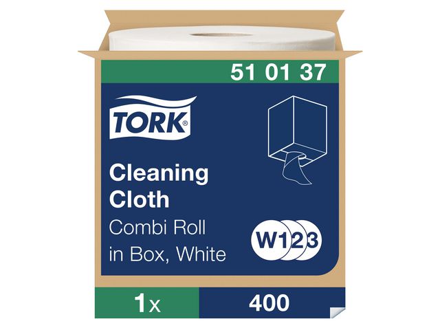 Tork Rengöringsduk Mjuk W1/2/3 vit, rulle om 400 blad