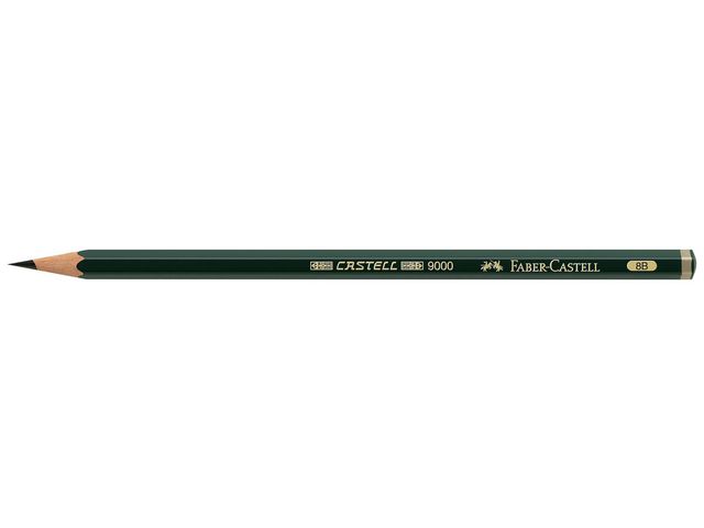 Faber-Castell Blyertspenna, CASTELL 9000 8B, sexkantig pennkropp, grön, st