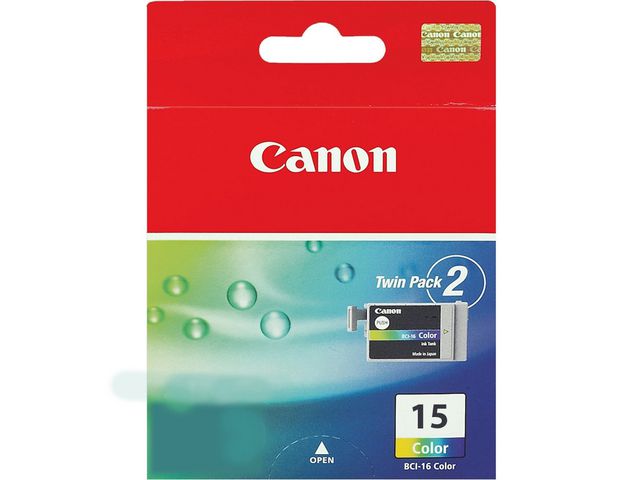 Canon Bläckpatron, BCI-15, 8191A002, tre färger, dubbelförpackning, fp om 2 st