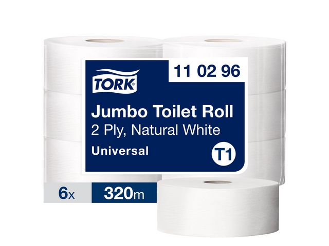 Tork Toalettpapper Universal T1 Jumbo 2-lags, fp om 6 rullar