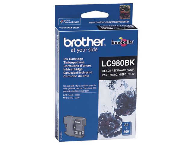 Brother Bläckpatron LC980 BK, LC-980BK, Innobella™-bläck, svart, singelförpackning, st