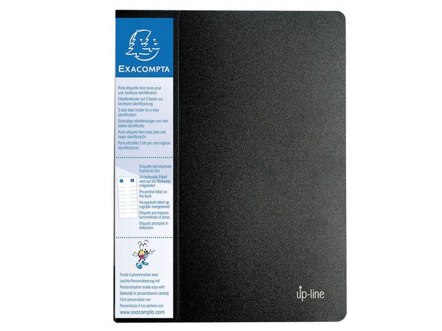 Exacompta Demobok, Up-line med 3-sidig etiketthållare, A4, 20fickor, 240x320mm, polypropylen, svart, st