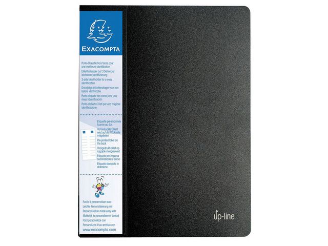Exacompta Demobok, Up-line A4, 80 fickor, 3-sidig etiketthållare, polypropylen, svart, st