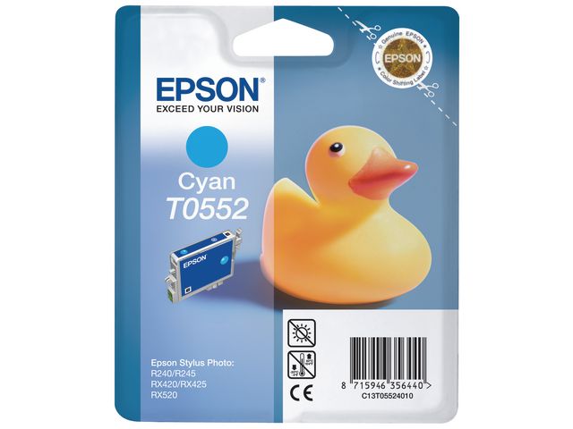 Epson Bläckpatron, T0552, C13T05524010, Duck, cyan, singelförpackning, st