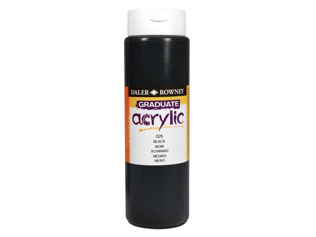DALER-ROWNEY Akrylfärg 500 ml svart, flaska om 500 ml