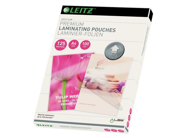 Leitz Laminat UDT A4 125mic klar, fp om 100 st