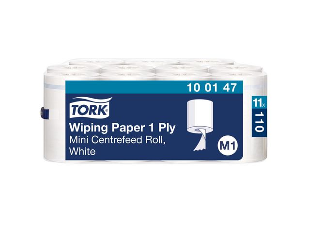 Tork Torkrulle Mini M1 1-lagers vit, rulle om 110 m