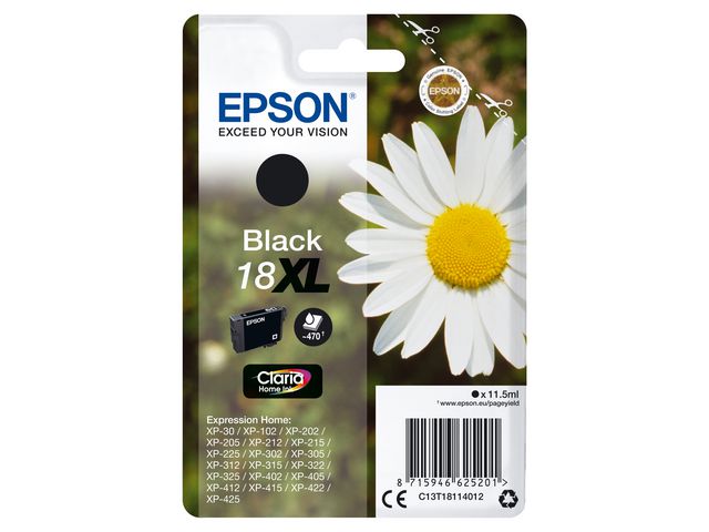 Epson Bläckpatron C13T18114012 XL Svart, kort 1 st