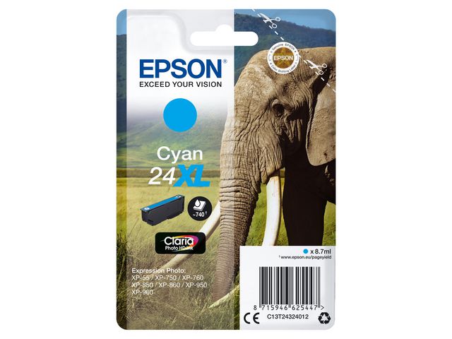 Epson Bläckpatron C13T24324012 Cyan, st