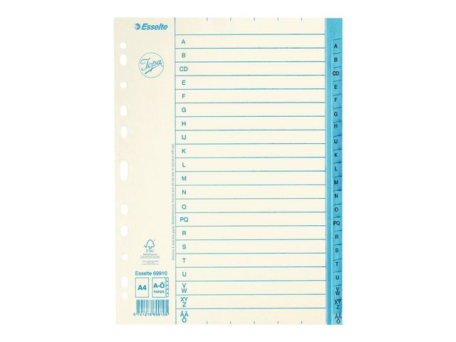 Jopa Pappersregister, A4 A–Ö flikuppsättning, vit, st