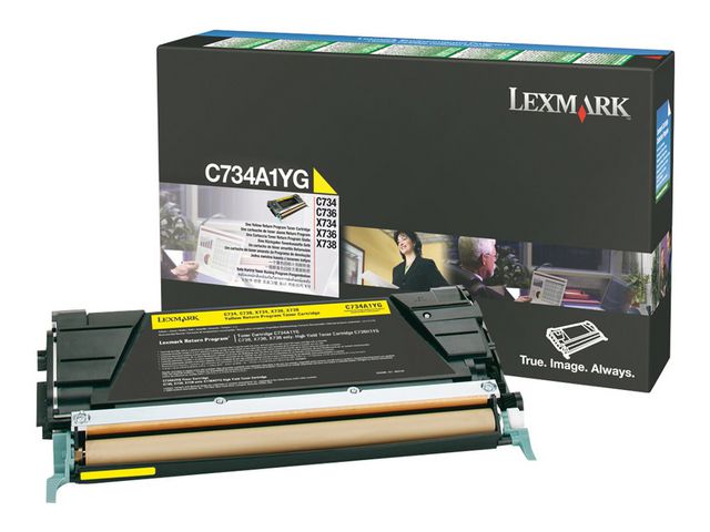 Lexmark Toner, gul, singelförpackning, C734A1YG, st