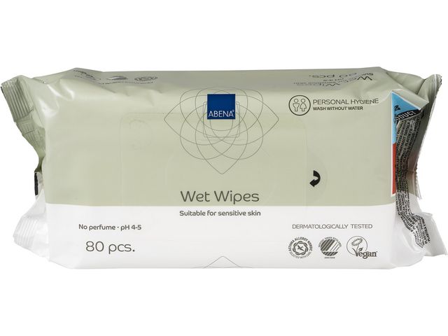 ABENA Våtservetter, klisterlock, dermatologiskt testade, oparfymerade, 180 x 200 mm, fp om 80 st