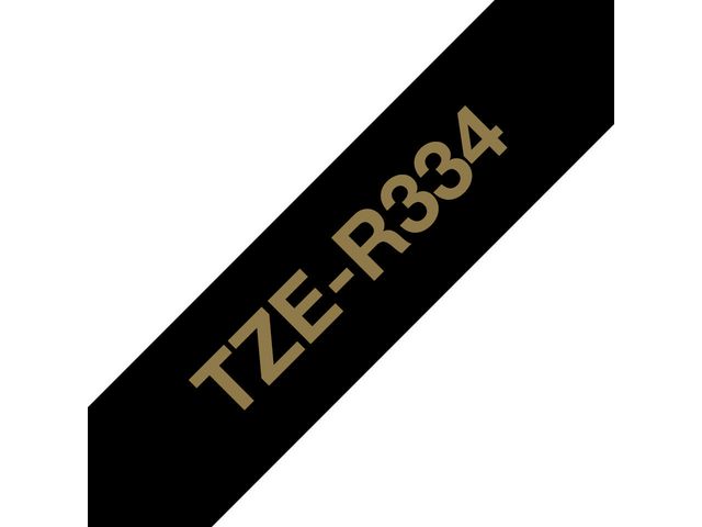 Brother Tape TZER334 12mm guld på svart, st