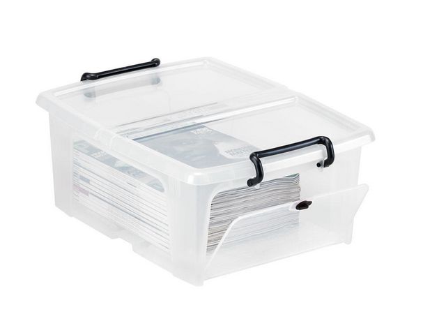 STRATA Plastlåda 20L klar med lock PP, st