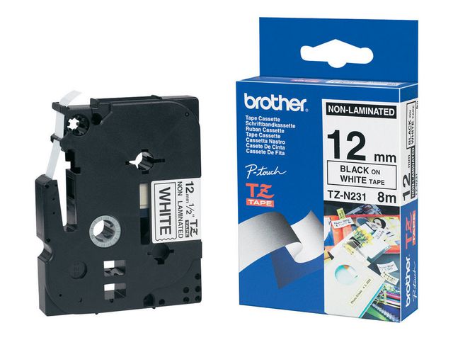 Brother Tape TZEN231 12mm svart på vit, st