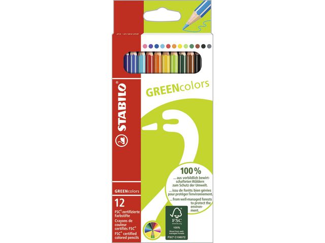 STABILO Färgpenna STABILO GREEN colors, etui 12 st