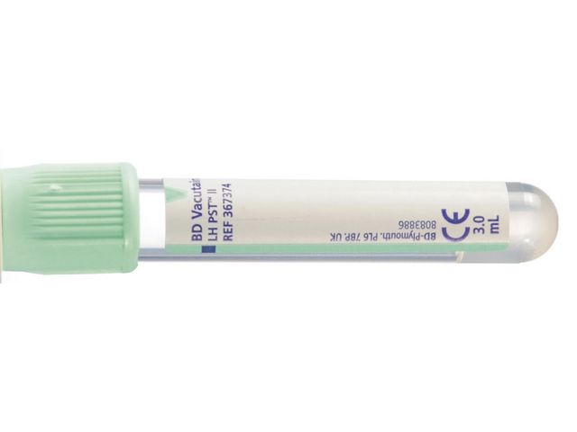 BD™ Hemogardrör mintgrön Lihep+gel 5/3ml, fp om 100 st