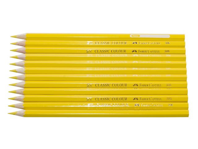 Faber-Castell Färgpenna, Classic, sexkantig pennkropp, gul, fp om 12 st