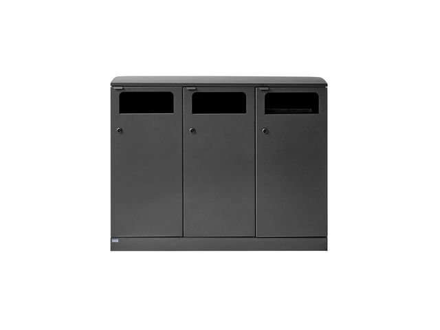 bica Avfallshantering utomhus 3x100L svart antracit, st
