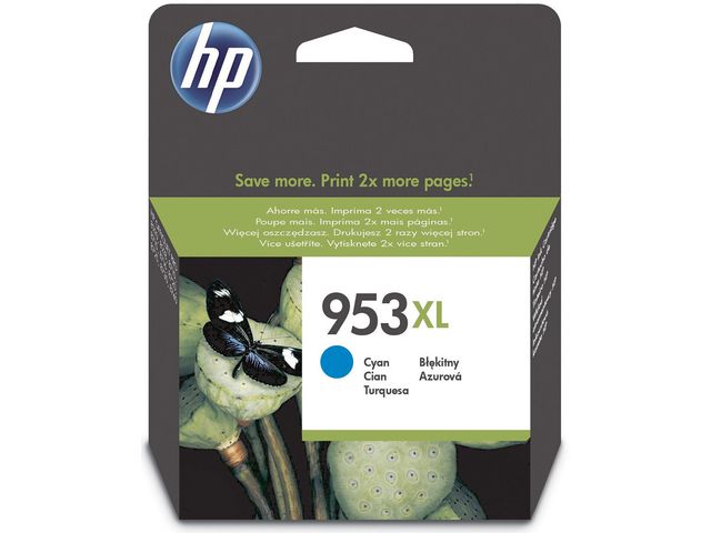 HP Bläckpatron 953XL, F6U16AE, cyan, singelförpackning, hög kapacitet, st