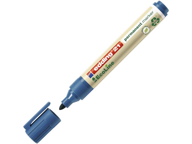 edding Märkpenna permanent 21 EcoLine, kulspets, 1,5–3 mm linjebredd, blå, st