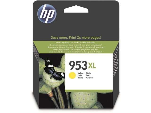HP Bläckpatron 953XL, F6U18AE, gul, singelförpackning, hög kapacitet, st