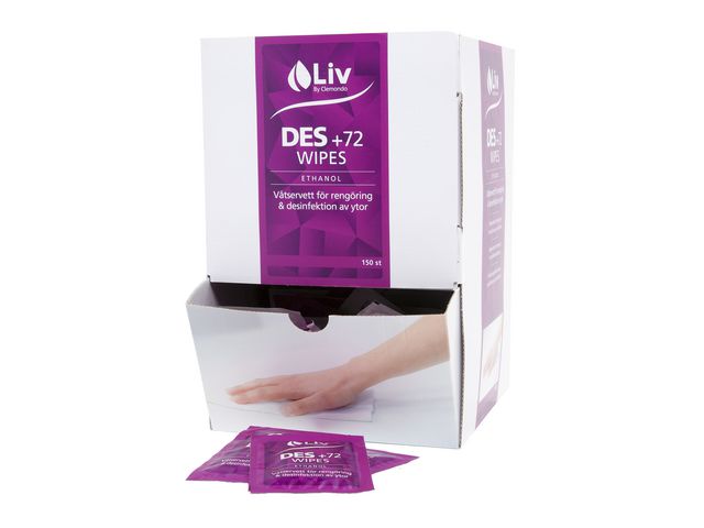 Liv Ytdesinfektionsservett Des+72 singelpackad, fp om 150 st