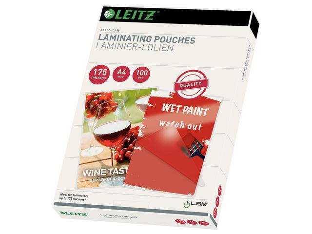 Leitz Laminat A4 175mic klar, fp om 100 st