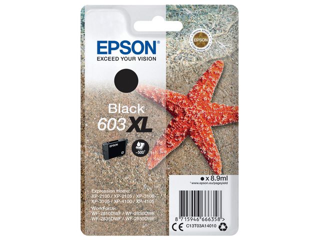 Epson Originalbläckpatron 603 XL C13T03A14010, svart, st