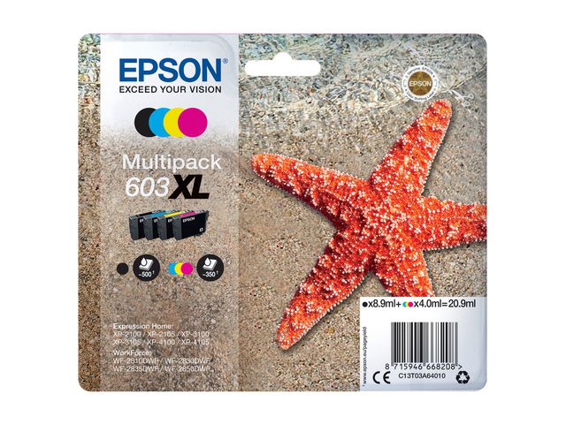 Epson Originalbläckpatron 603 XL C13T03A64010, multiförpackning med fyra färger: svart, cyan, magenta, gul, fp om 4 st