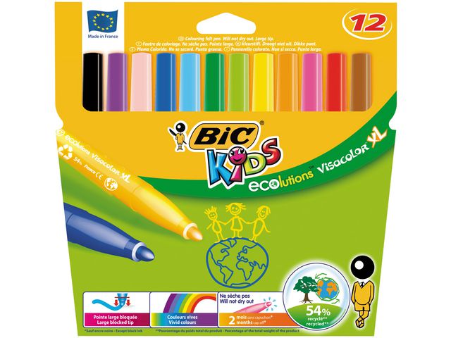 BIC® Fiberpenna Ecolutions Visacolor XL, fp om 12 st