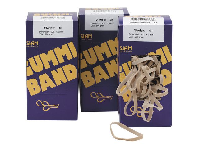 Gummiband nr. 35, 500 g, 3 x 120 mm, fp om 492 st