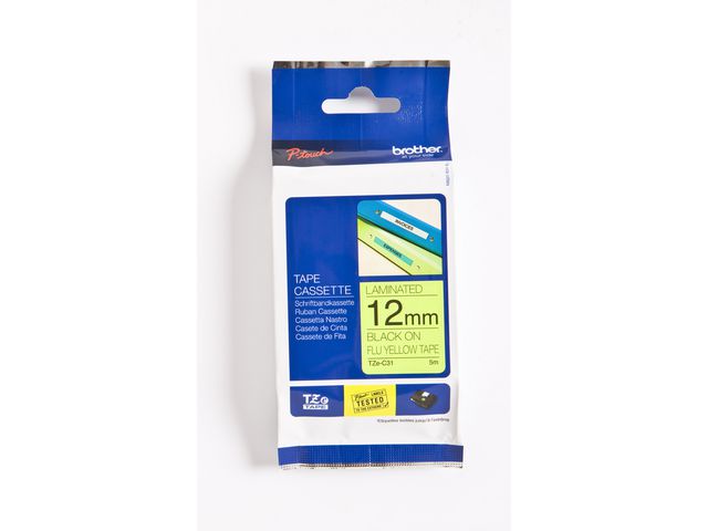 Brother Tape TZEC31 12mm svart på gul, st