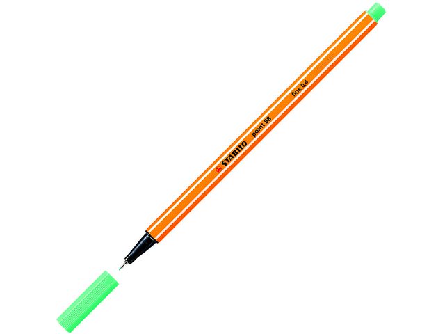 STABILO Fineliner Point 88®, tunn spets, orange pennkropp, isgrönt bläck, st