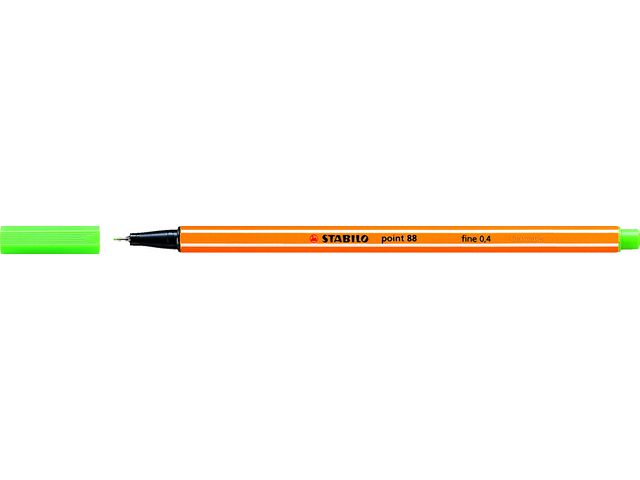 STABILO Fineliner Point 88®, tunn spets, orange pennkropp, ljusgrönt bläck, st