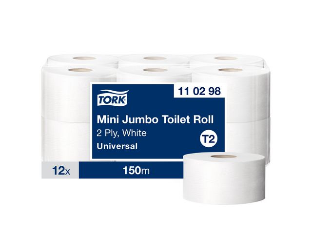 Tork Toalettpapper Universal T2 Mini Jumbo 2-lags, fp om 12 rullar
