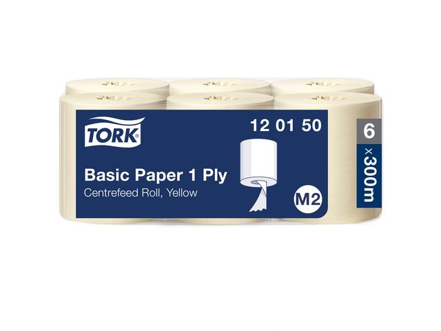 Tork Torkrulle Basic M2 gul, rulle om 300 m