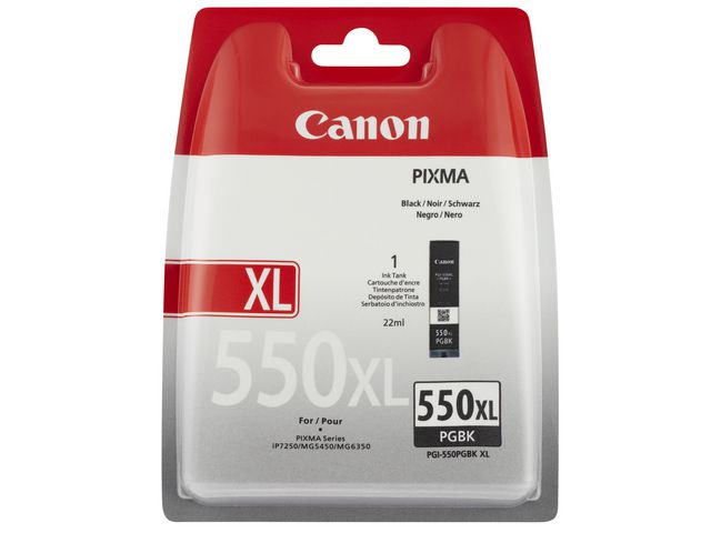 Canon Bläckpatron, PIXMA PGI-550XL PGBK, 6443B001, ChromaLife100+, svart, singelförpackning, hög kapacitet, st