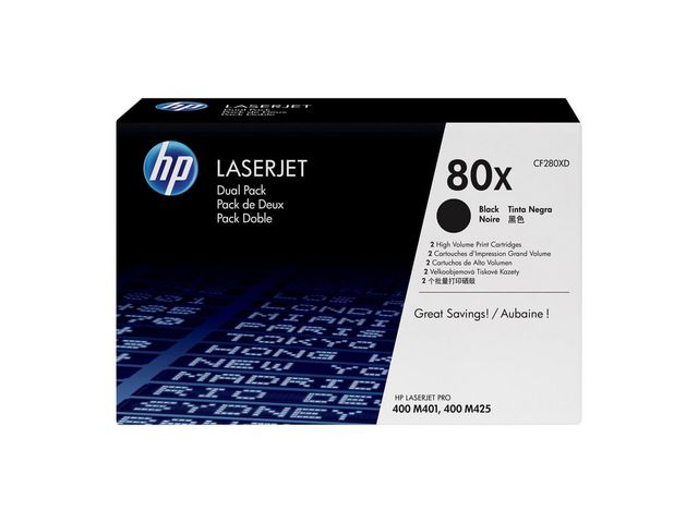 HP Toner CF280XD 80X 13,8K Svart 2/FP, fp om 2 st