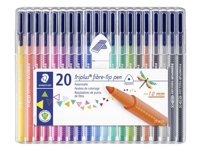 Staedtler Fiberspetspenna, Triplus®, tunn spets, olika bläckfärger, fp om 20 st