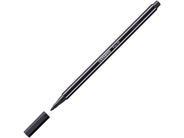 STABILO Fiberspetspenna, Pen 68, mediumspets, svart polypropylenpennkropp, svart bläck, st