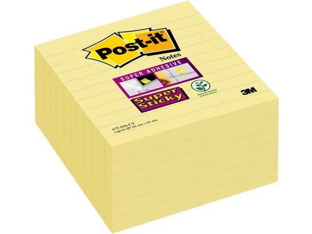 Post-it® Notes SS linjerade 101x101mm gul, fp om 6 block
