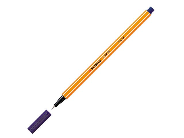 STABILO Fineliner Point 88®, tunn spets, orange pennkropp, nattblått bläck, st